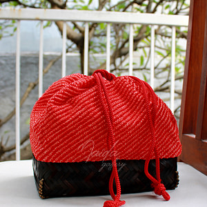 Kinchaku Bag Shibori Red M