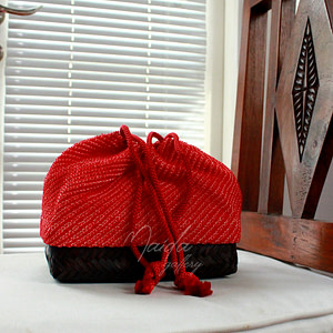 Kinchaku Shibori Bag Red S