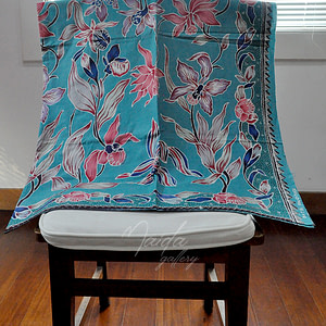 08 - Batik Bunga Handmade - Biru muda