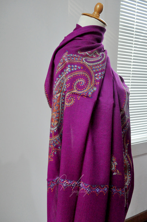 Purple Embroidery Pashmina