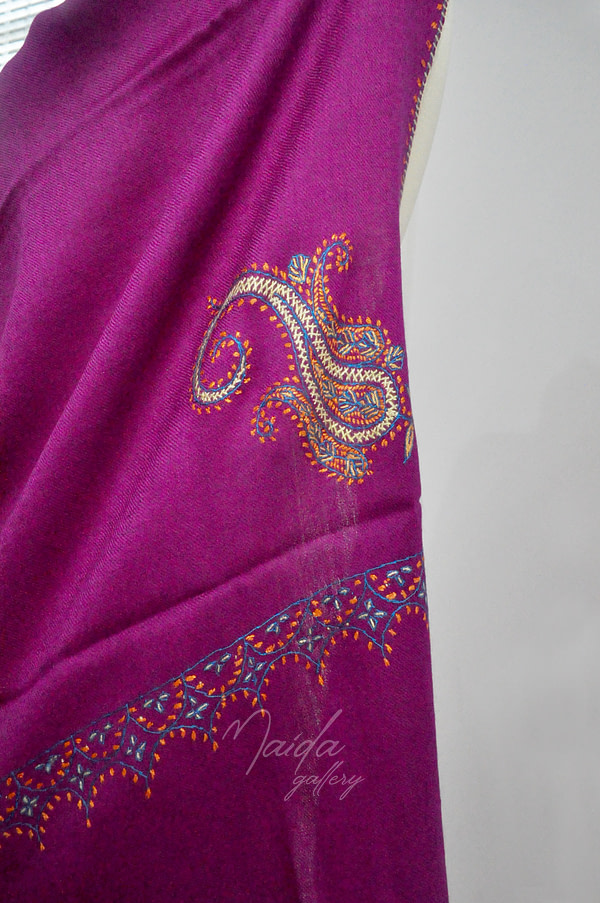 Purple Embroidery Pashmina